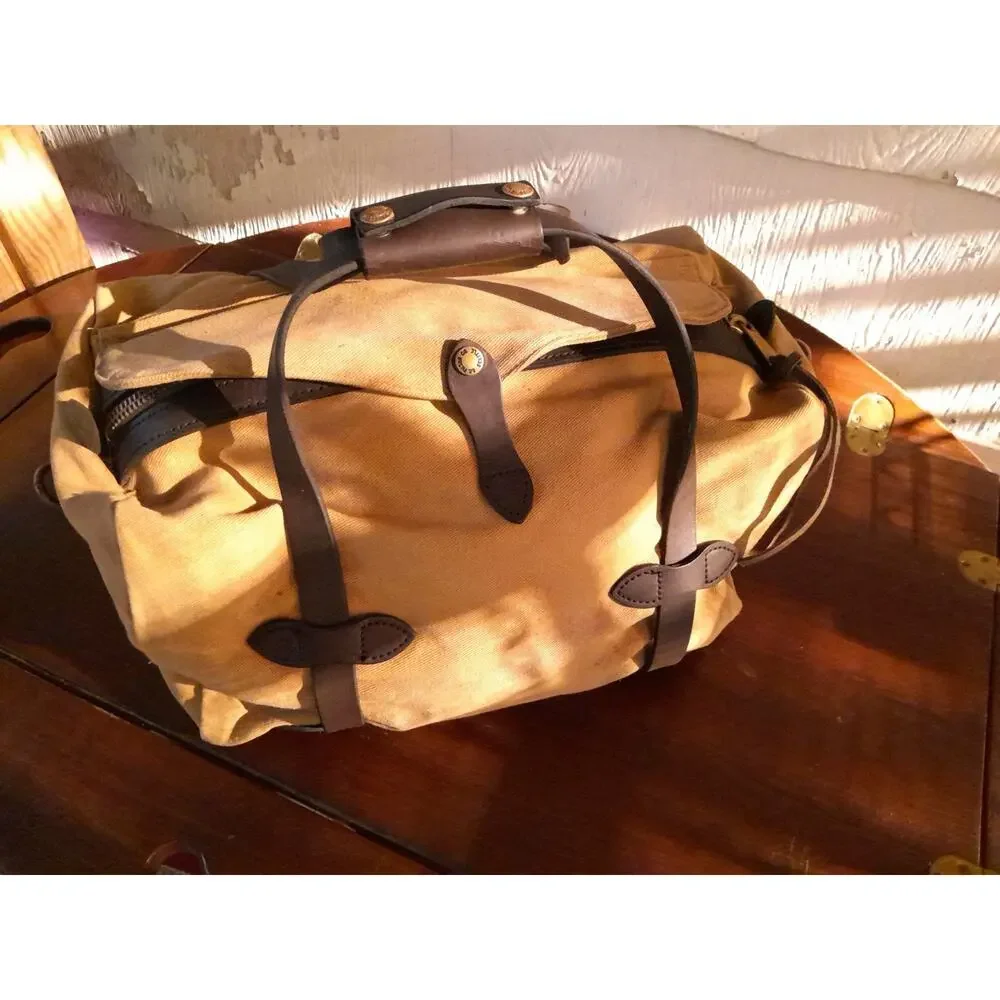 Matching Tan Filson Travel Set: Small Duffel 220 & Medium Field Bag 232 w/ Strap